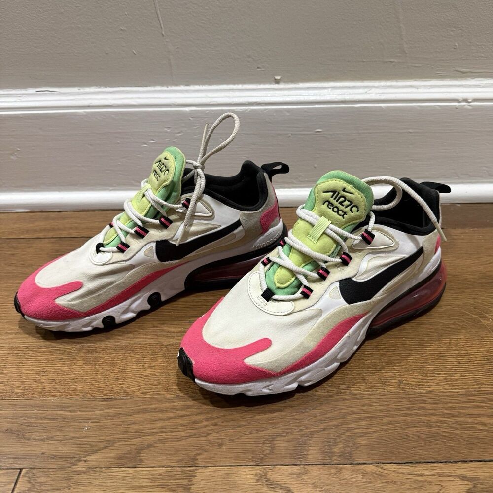 Nike Air Max 270 React Shoes Women Sz 7.5 White Pink Running Sneakers CJ0619-101 - Picture 3 of 8